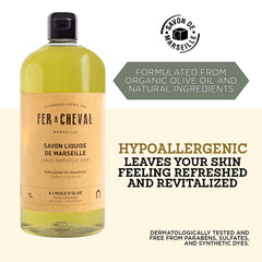 Fer à Cheval Marseille soap hand wash with rich lather for sensitive skin.