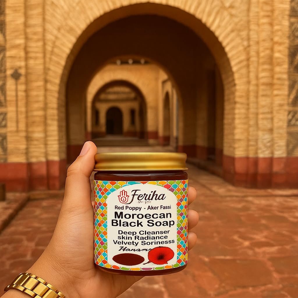 Aker Fassi botanicals in FERIHA soap evoke traditional Moroccan beauty rituals.