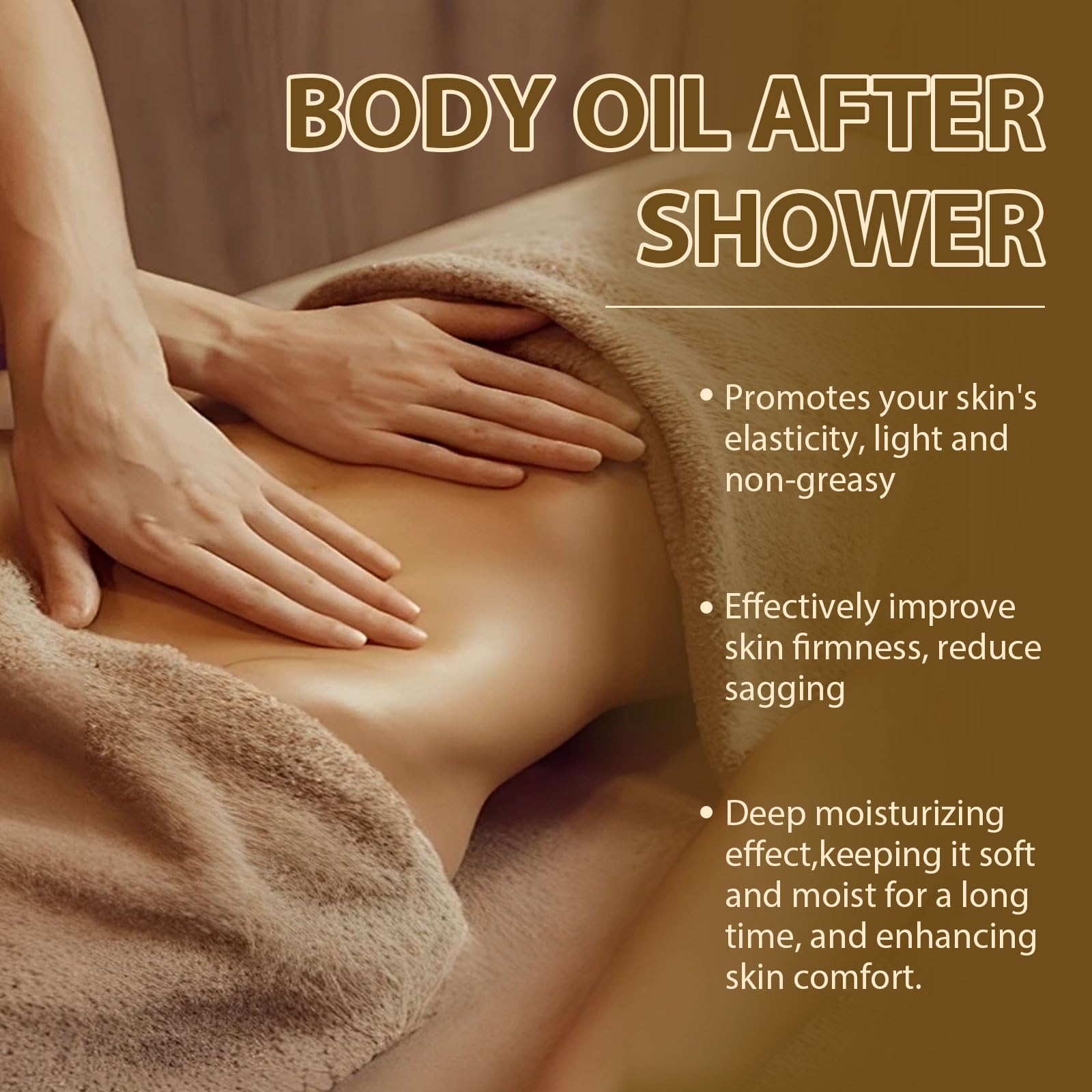 Full-body oil application on thighs and torso for smooth skin