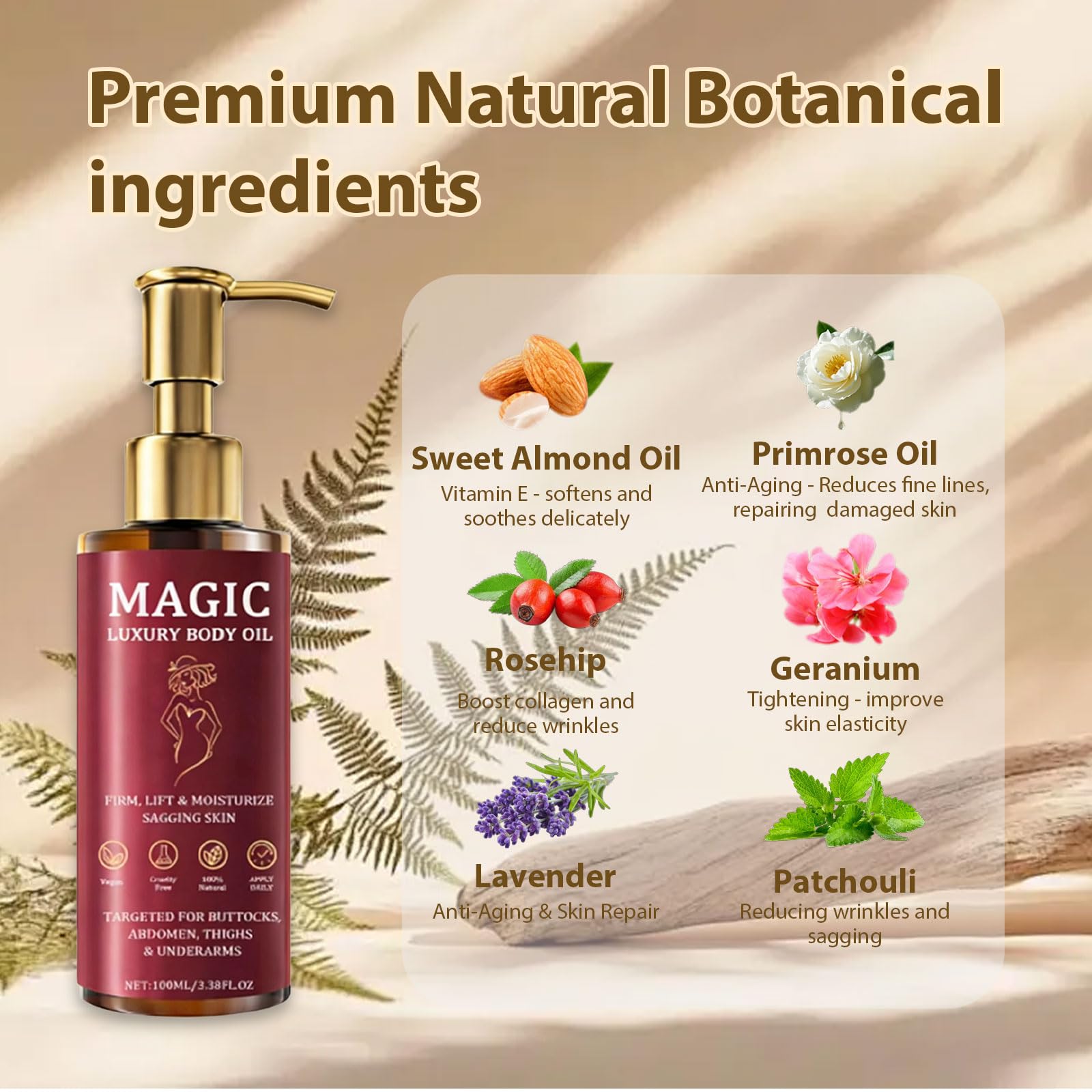 FERMELUXE oil massaged into the abdomen for gentle firming and hydration