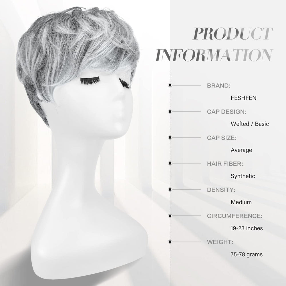 FESHFEN Glueless Pixie Wig with Bangs for quick, secure wear
