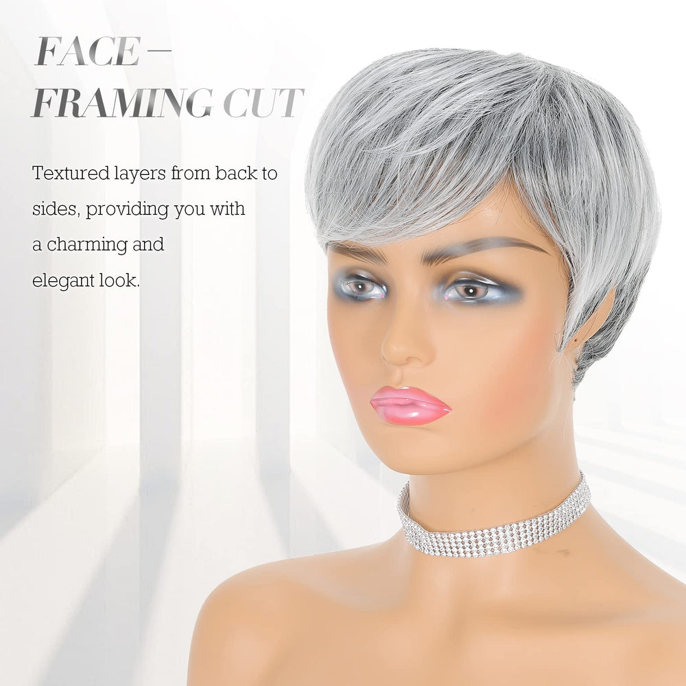 FESHFEN Textured Pixie Wig with Layers delivers natural movement