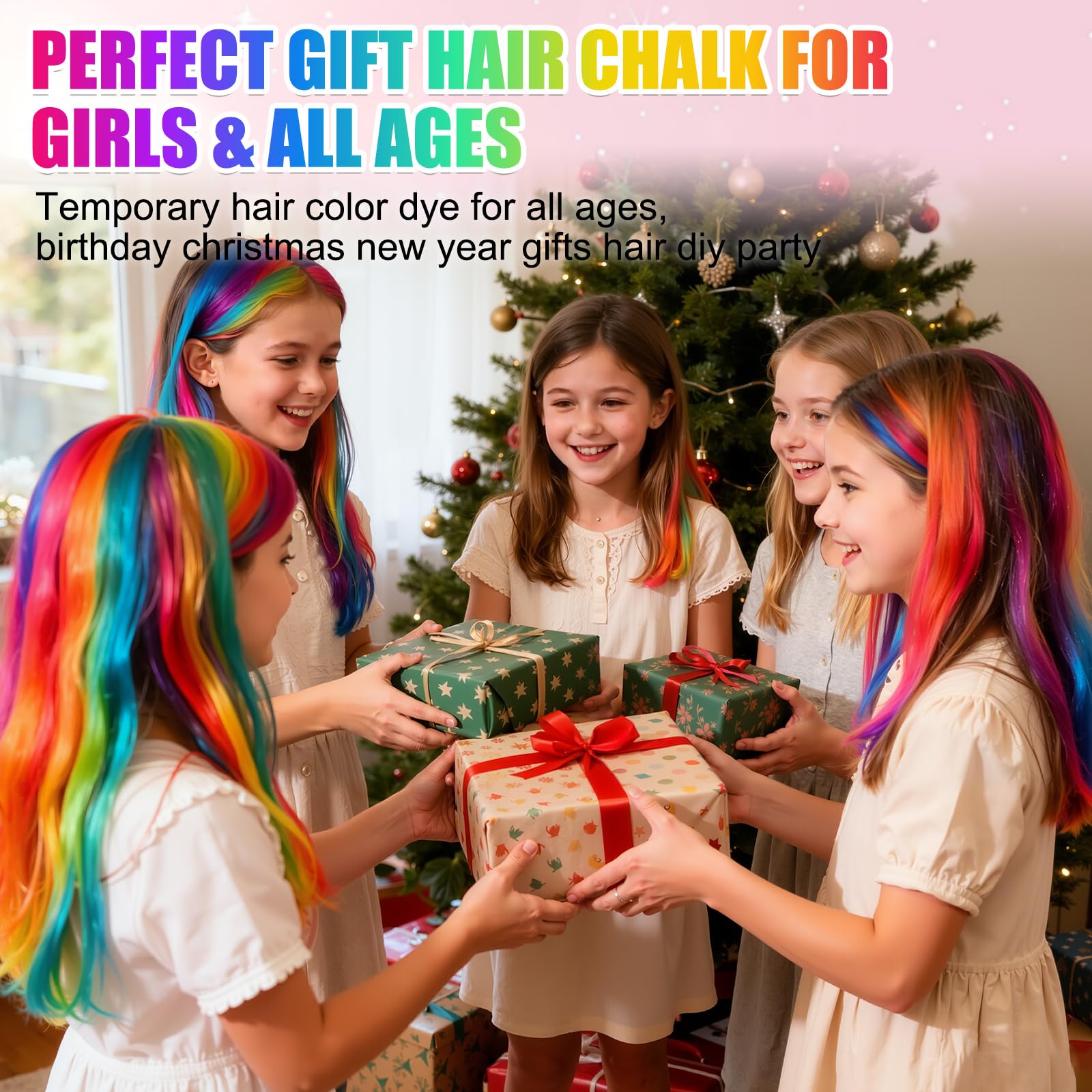 Festive Fun Hair Chalk Combs wash-out result after a quick shampoo