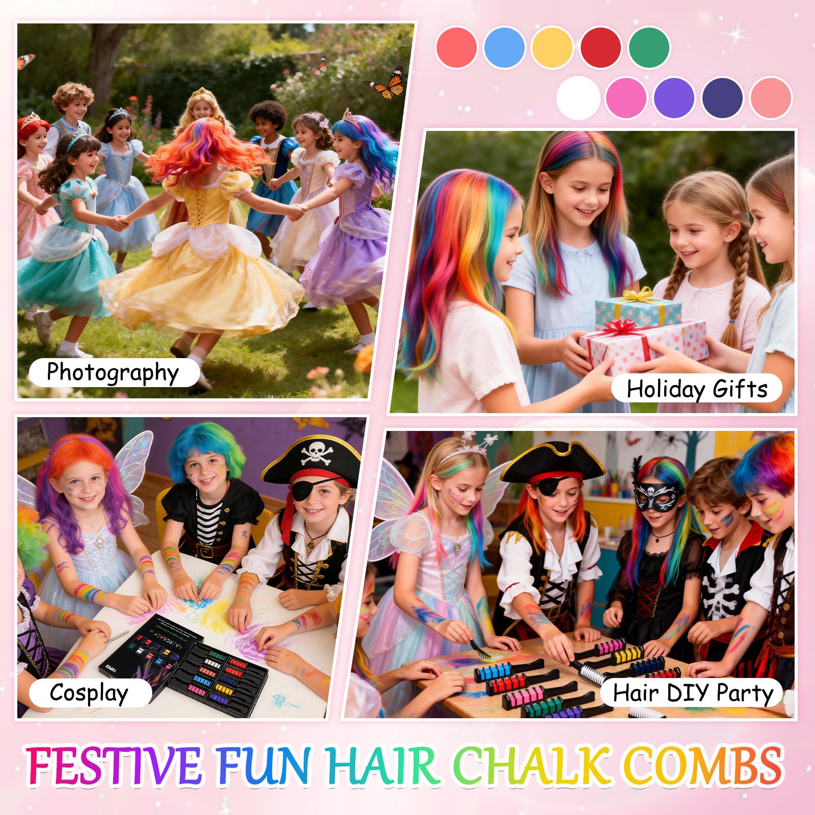 Festive Hair Chalk Combs orange hue ideal for playful party looks.