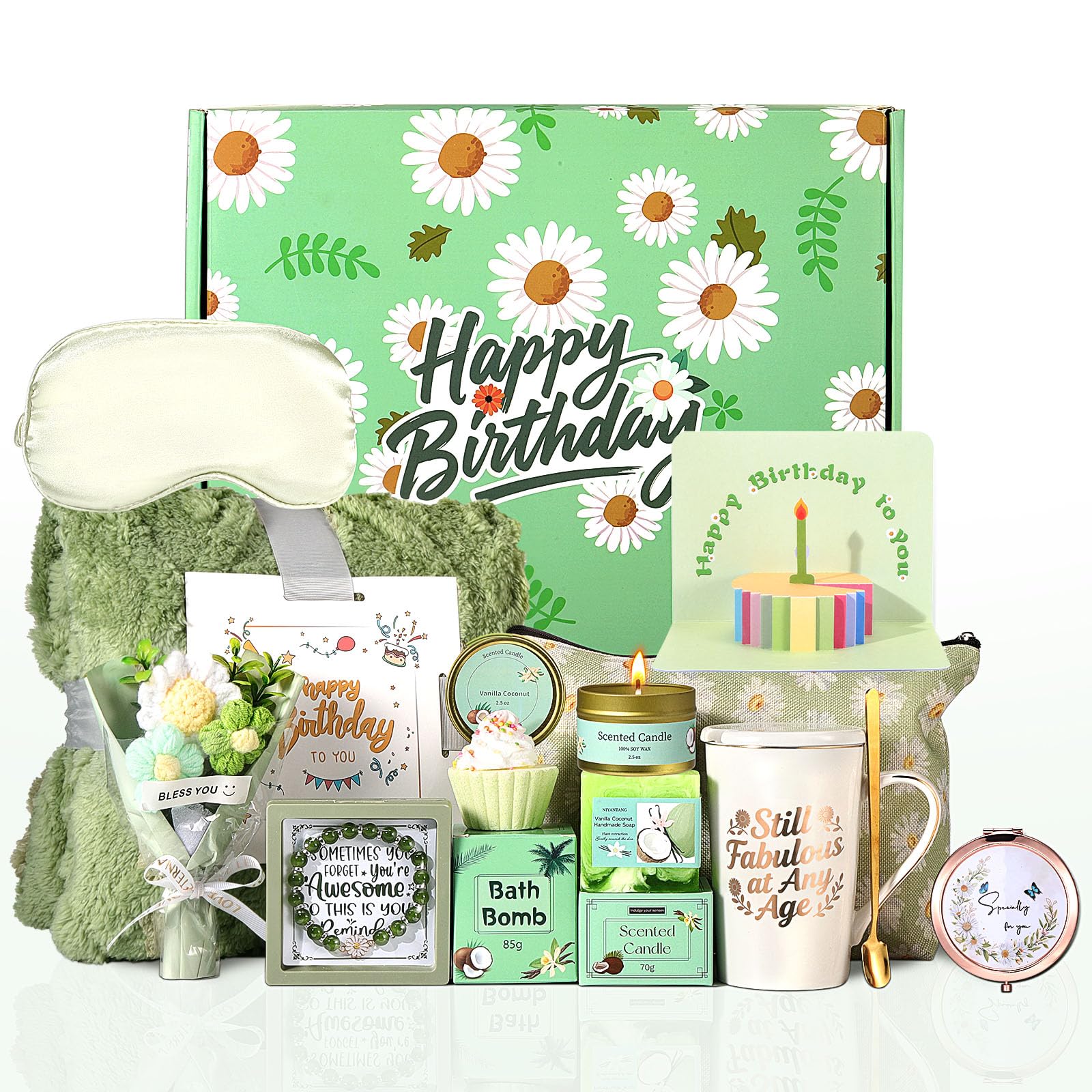 Fesveoke Daisy Spa Gift Box with vanilla coconut candle for relaxing evenings