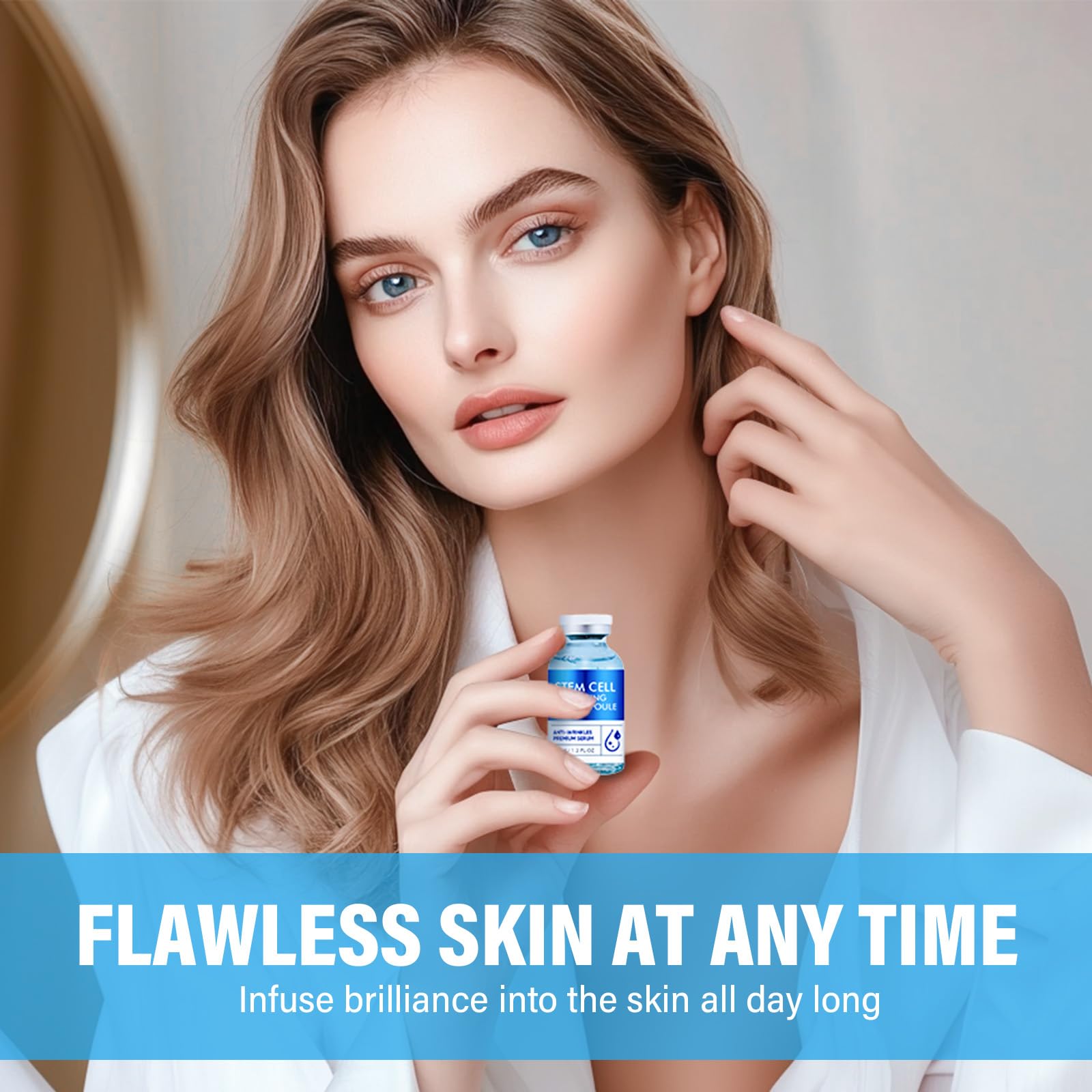 Feulover stem cell serum pump action highlighting easy daily application.