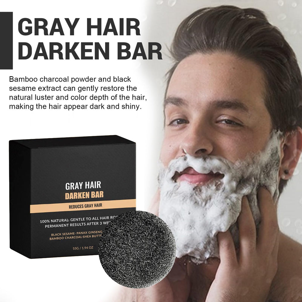FFENG PEI black shampoo bar beard-use demonstrates versatile application on facial hair.