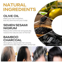 FFENG PEI black shampoo bar lather forms rich foam for easy cleansing.