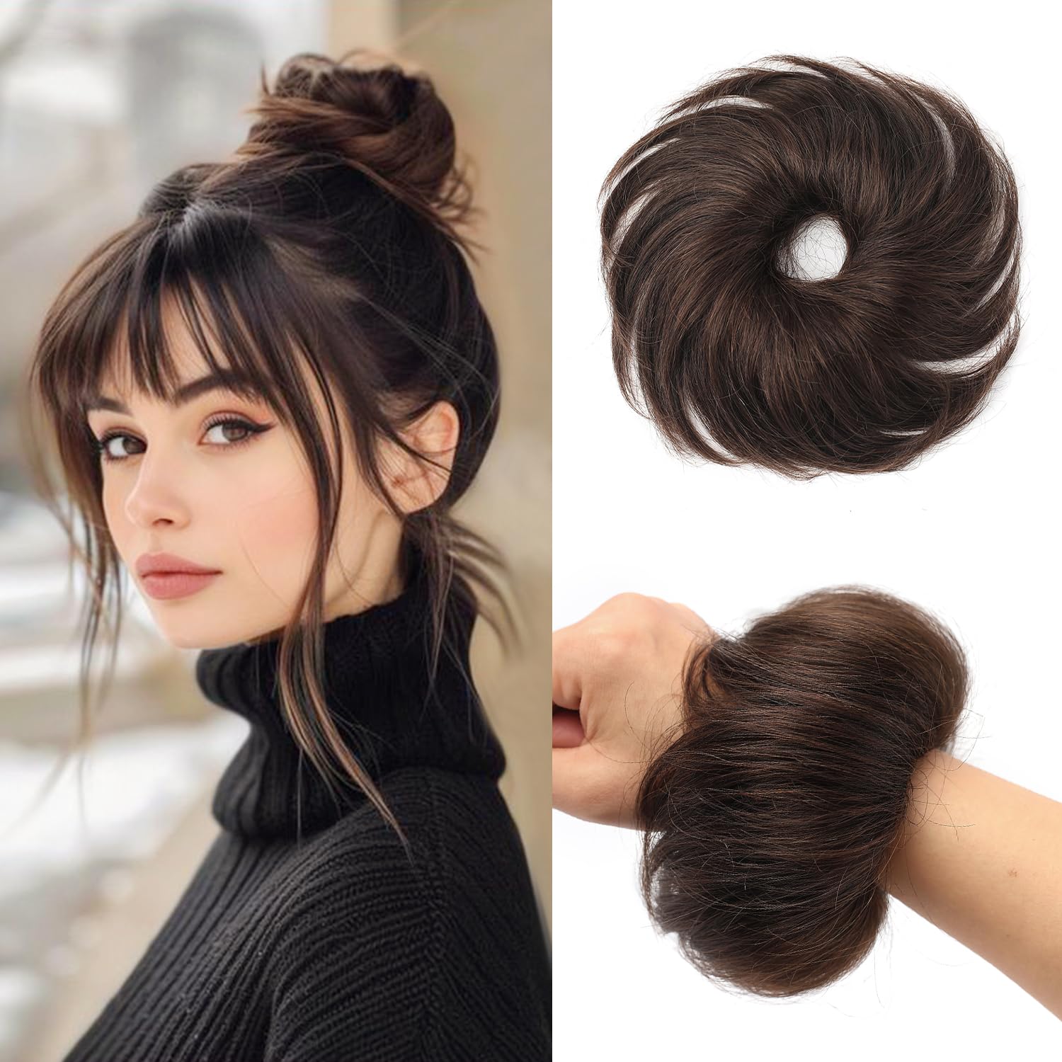 FGZJMAE messy bun extension blends naturally for quick styling.