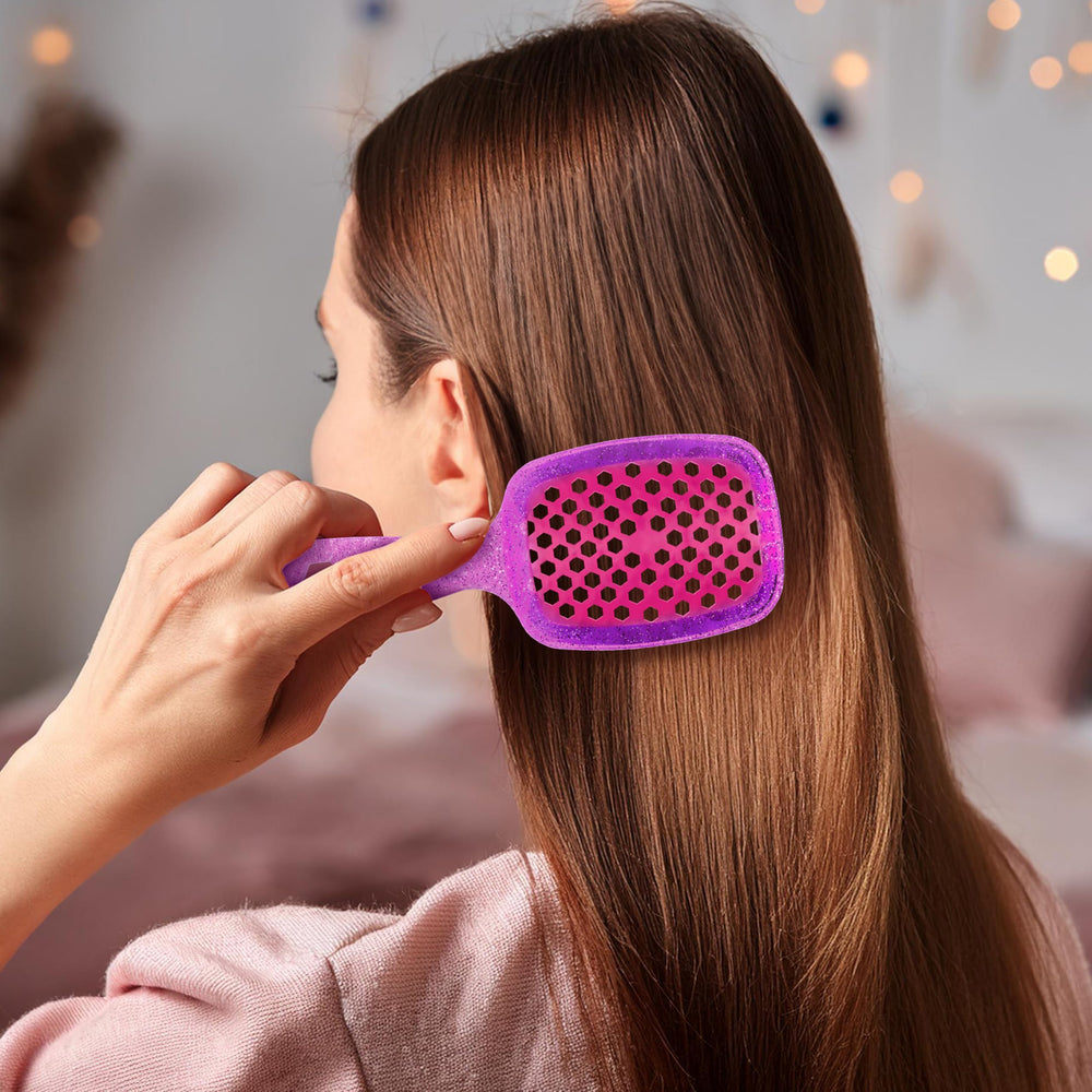 FHI Heat UNbrush Mini Detangler dry hair use highlighting smooth brushing