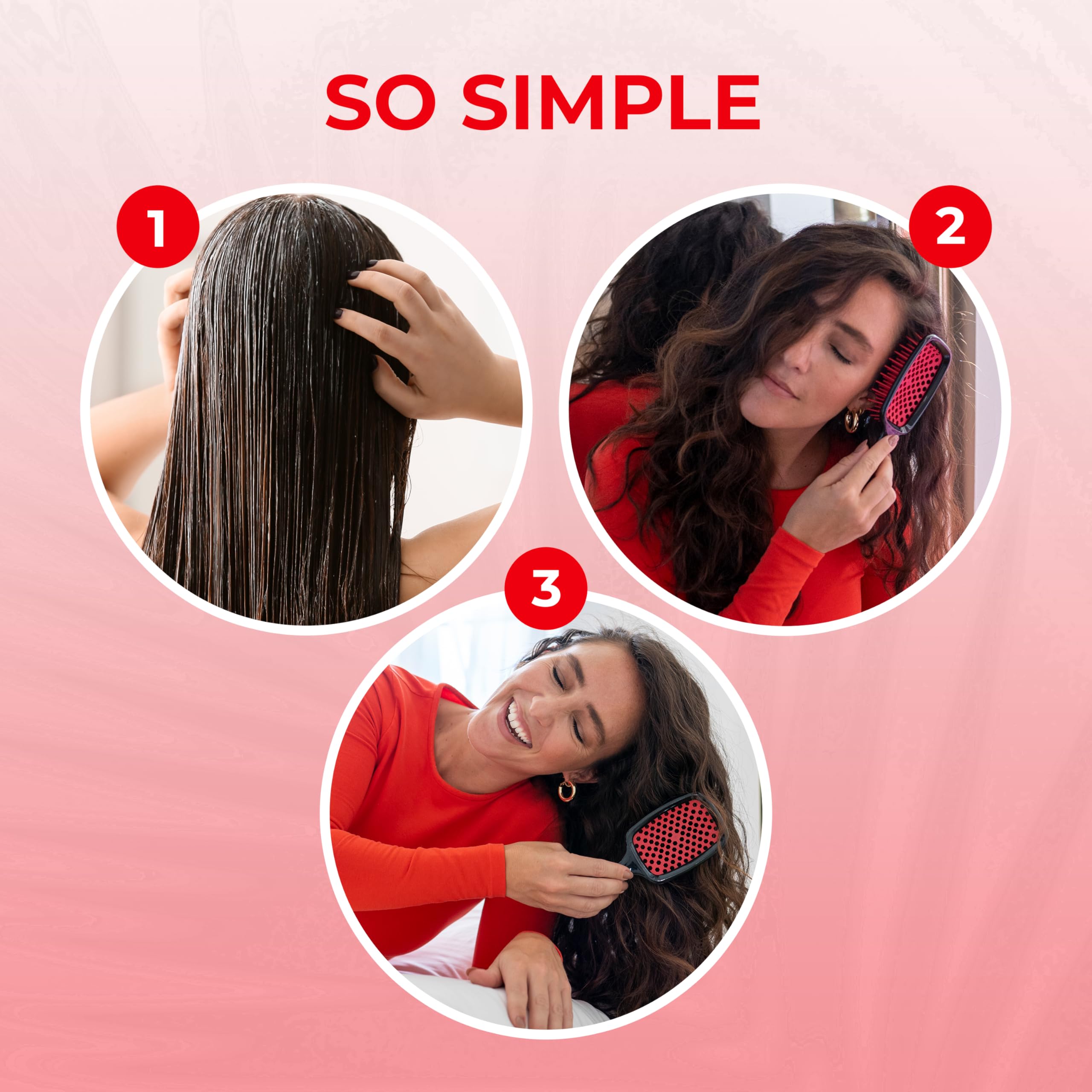 FHI Heat UNbrush Red anti-static bristles reduce snagging.