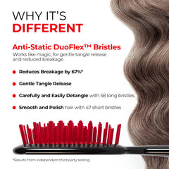 FHI Heat UNbrush Red bristle close-up highlights anti-static DuoFlex action.