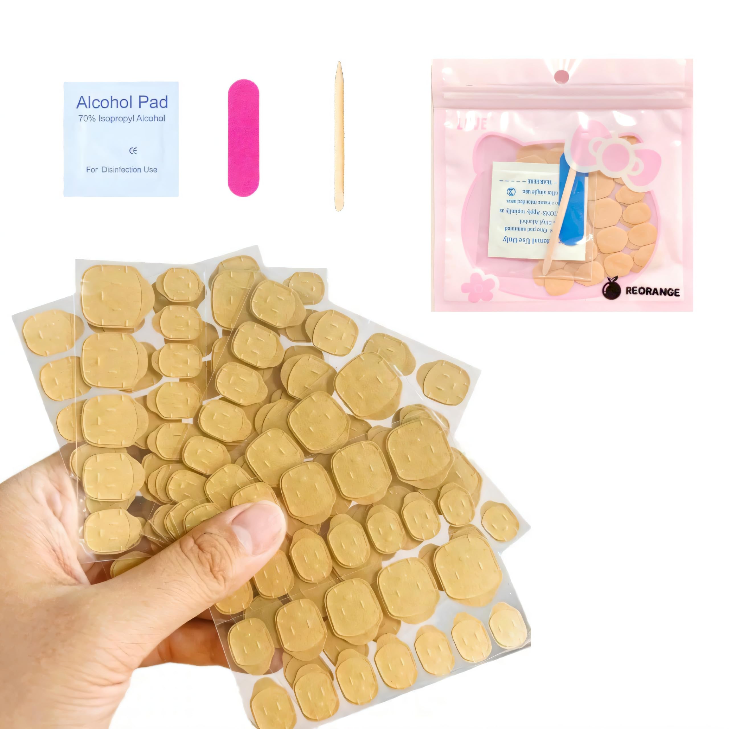 Fiaoudm Jelly adhesive tabs closeup show ultra-slim fit and seamless hold.