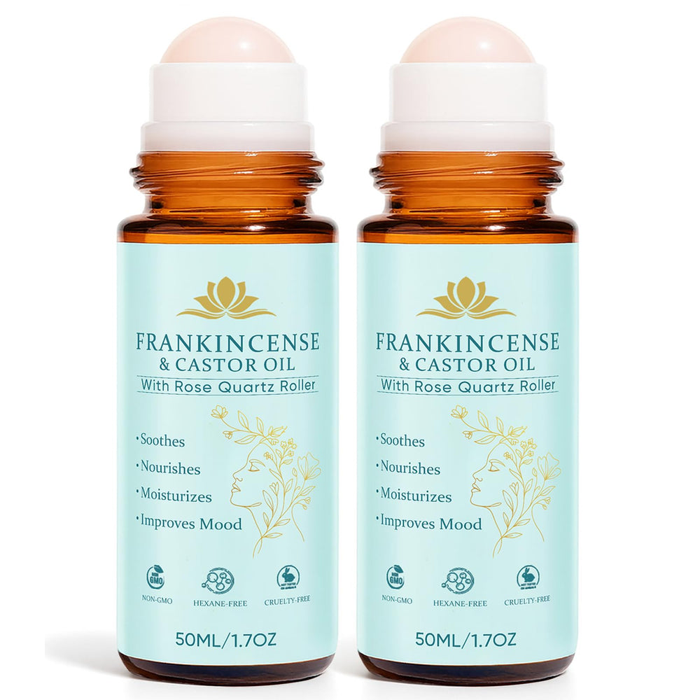 Fibosara roll-on bottle with rose quartz for nourishing skin and calm daily rituals.