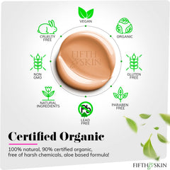 Fifth & Skin foundation cap close-up showing premium packaging