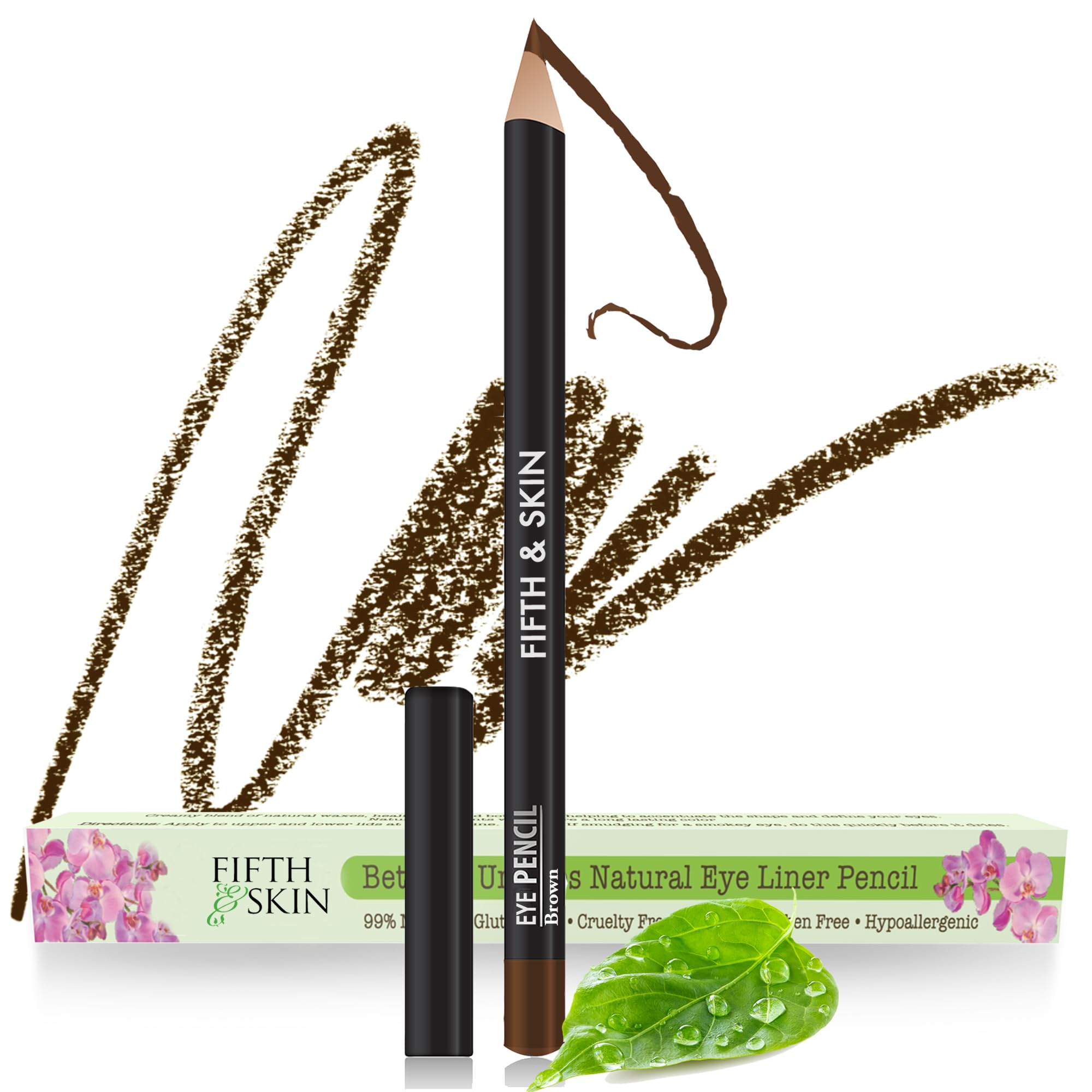 Fifth & Skin Bettern Eyes eyeliner pencil in dark brown for precise definition on the eye lid.