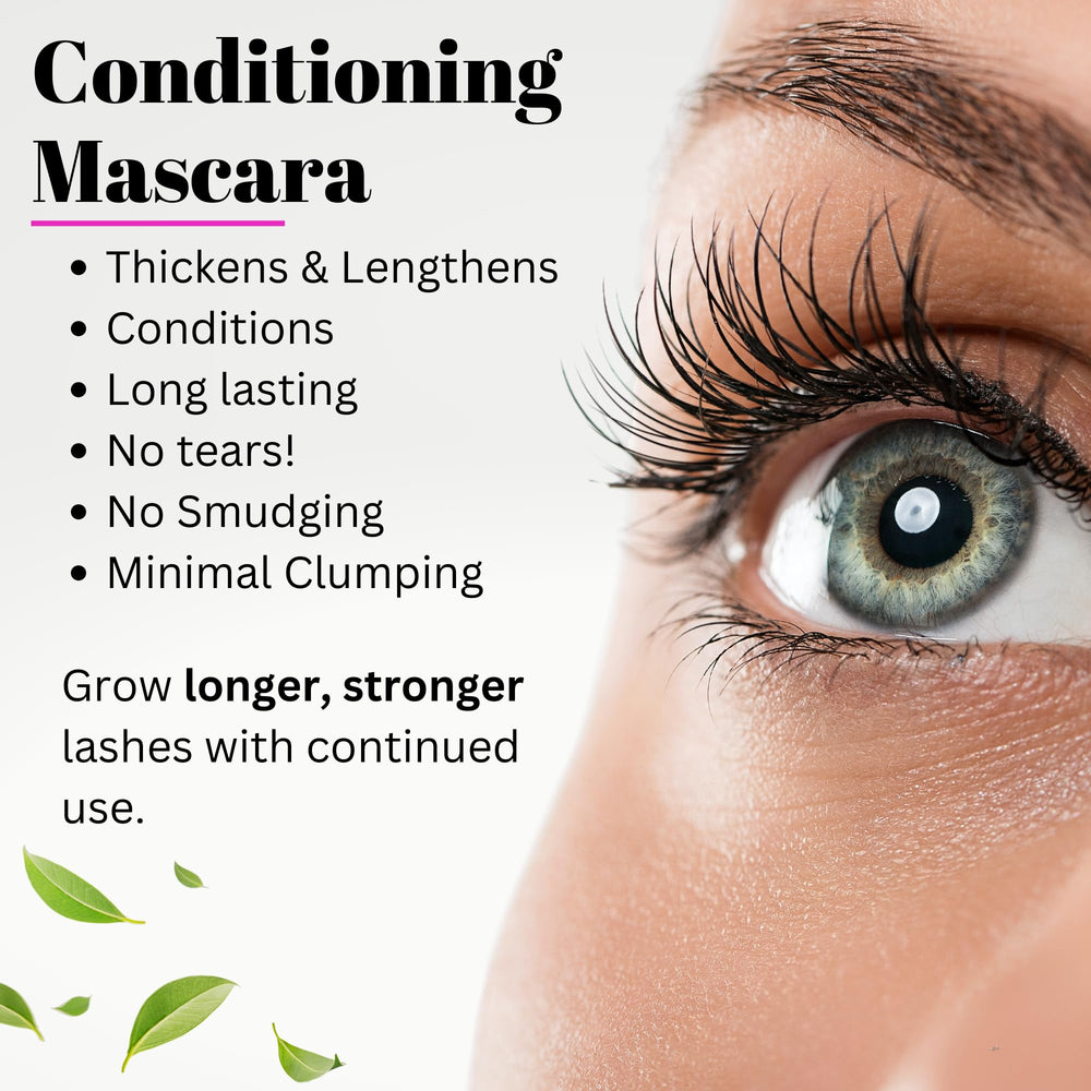 Close-up of the mascara brush applying smooth, smudge-proof coverage