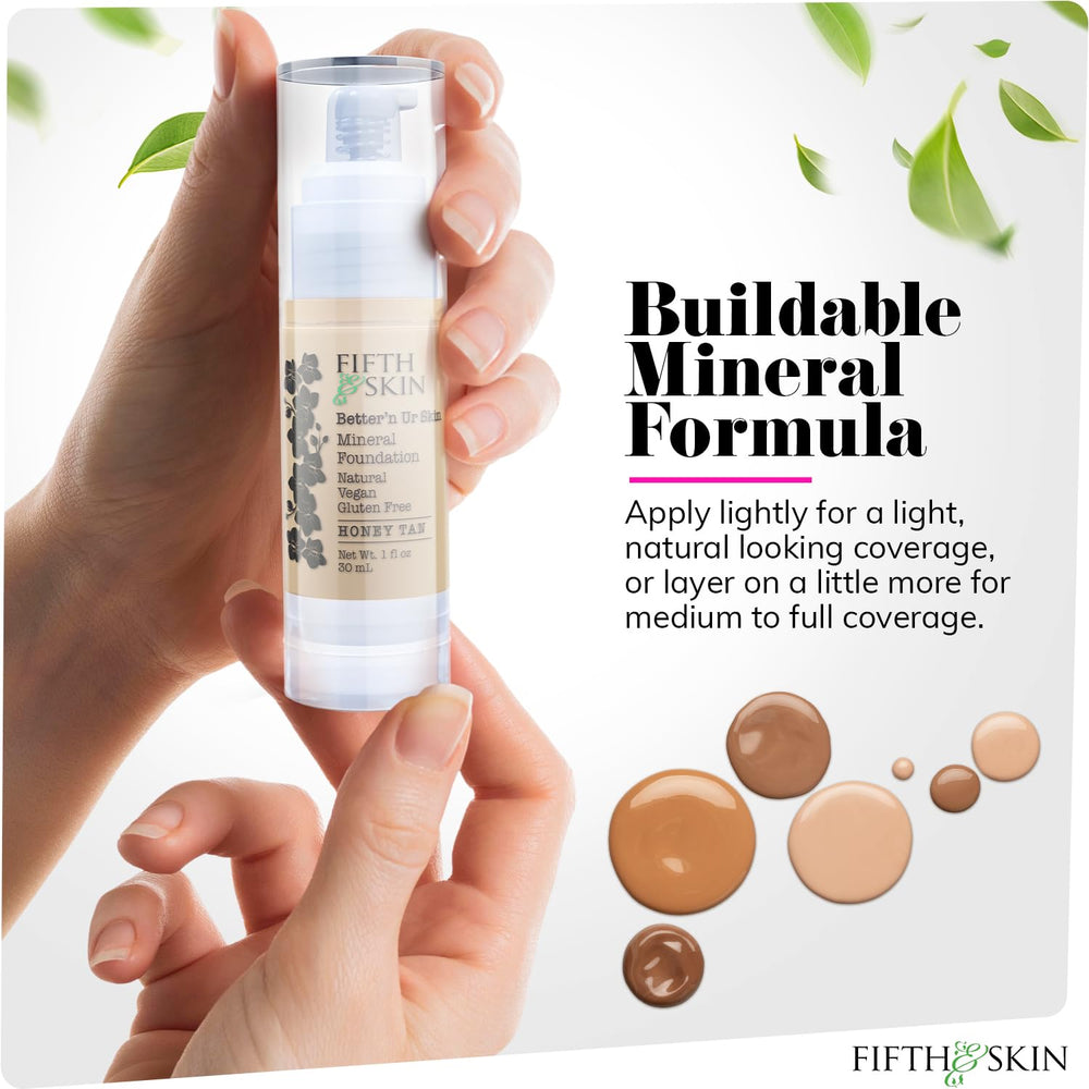 Fifth & Skin foundation application close-up illustrating seamless blend.
