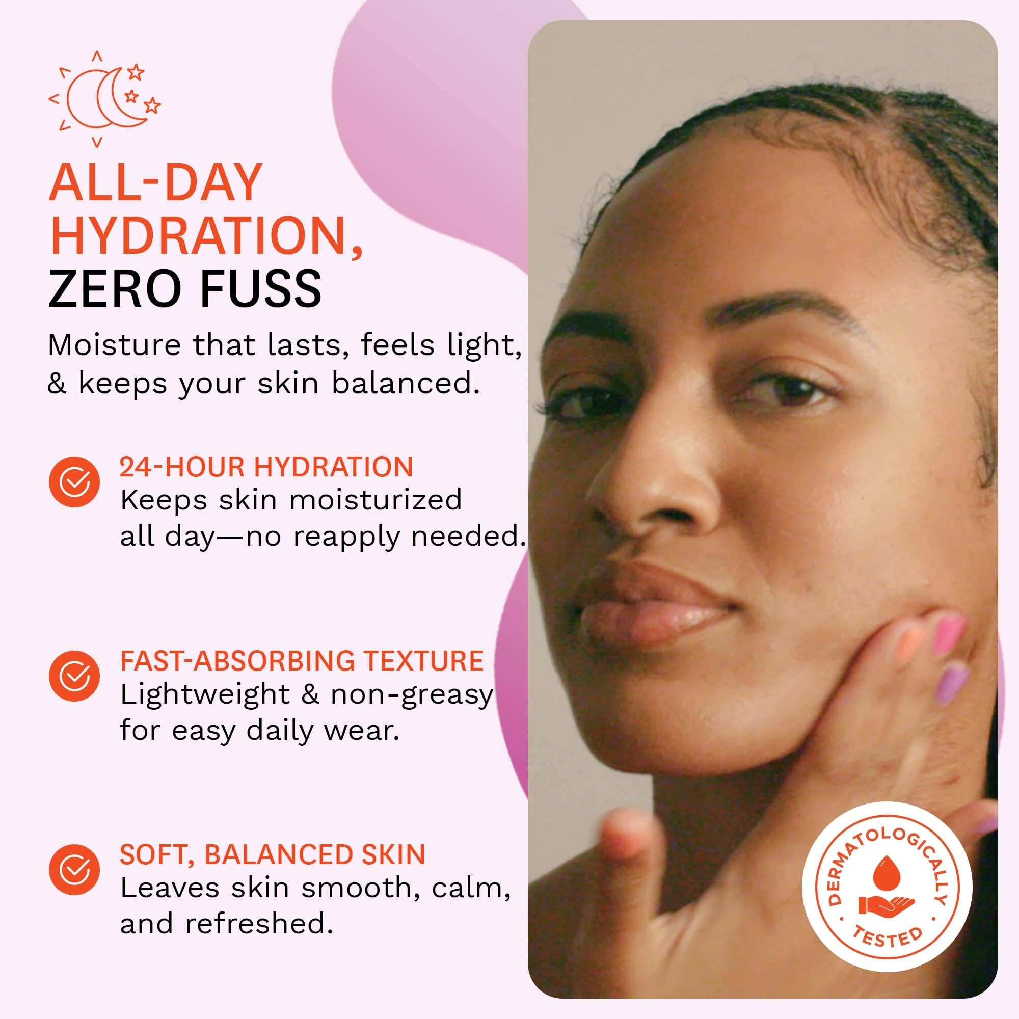 Fig.1 Ceramide Face Moisturizer bottle back view showing fragrance-free formula