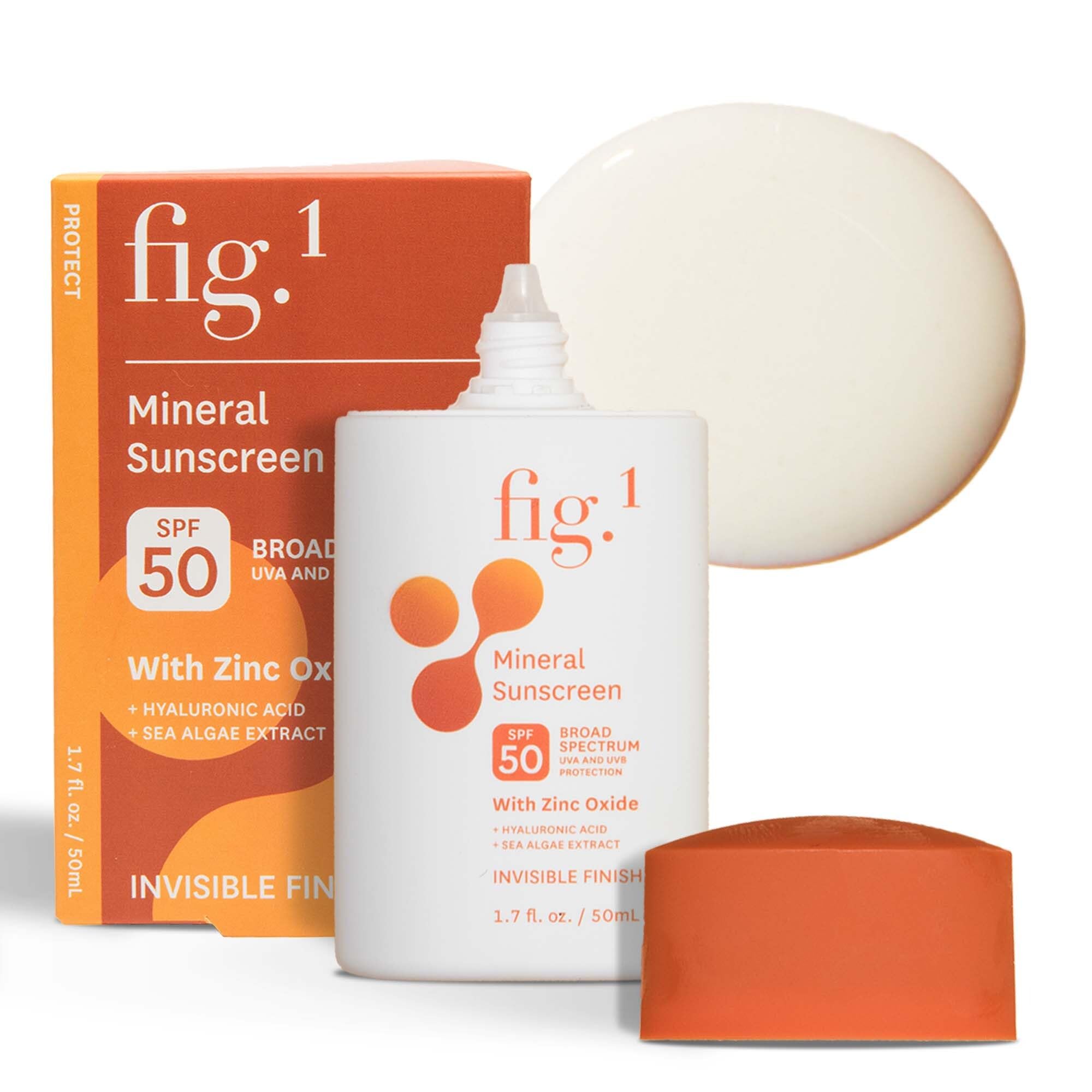 Fig.1 mineral sunscreen bottle with invisible finish suitable for all skin tones.