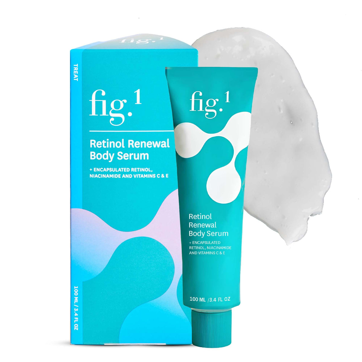 Fig.1 Retinol Body Serum bottle demonstrates quick absorption for smoother skin daily.