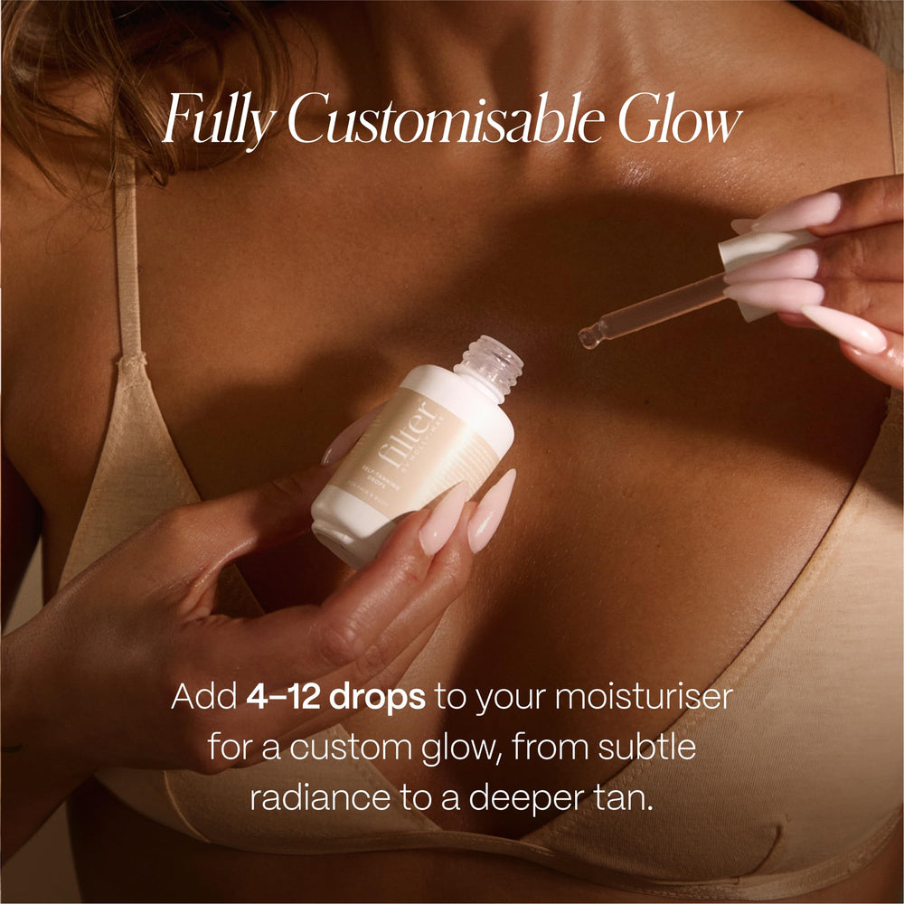 Filter by Molly-Mae drops clear serum ready to blend with moisturizer.