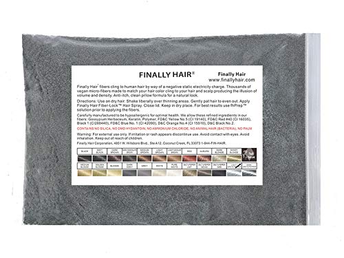 Finally Hair refill bag in light grey shows easy, natural coverage for thinning areas.