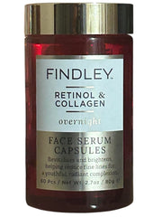 Findley Retinol and Collagen serum capsules bottle, ideal for daily anti-aging routine.