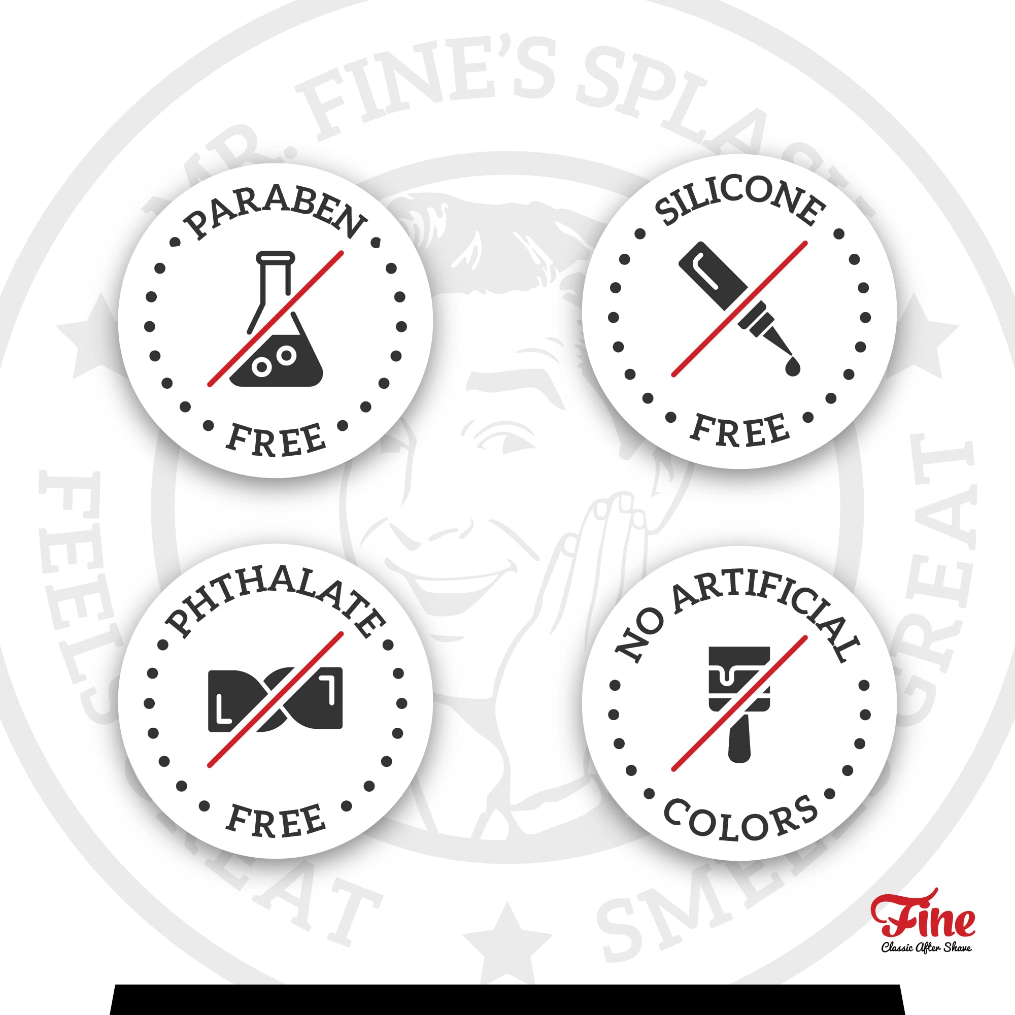 Fine aftershave application on hands demonstrates soothing, refreshing post-shave relief.