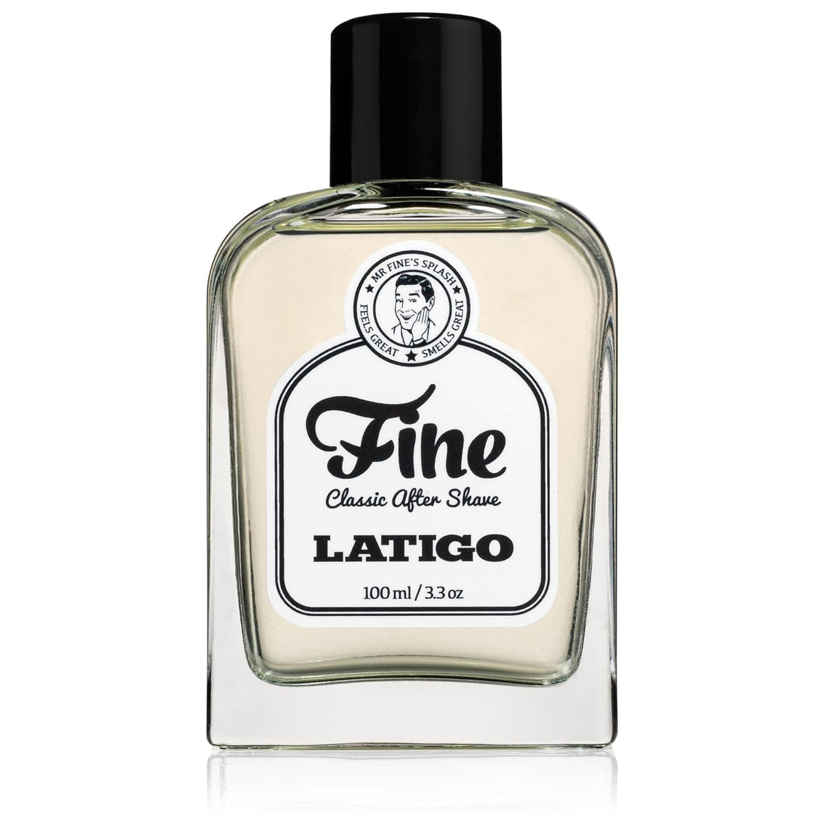 Fine Latigo aftershave bottle pour highlights quick-drying, refreshing finish.