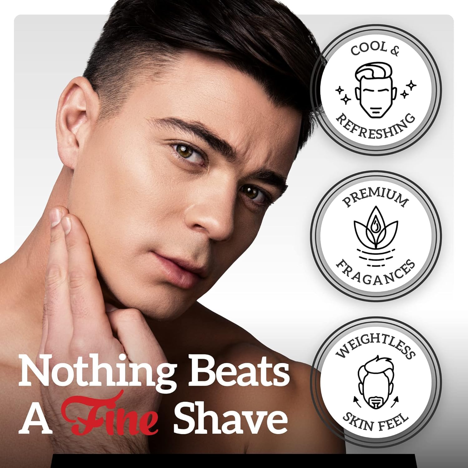 Fine Latigo hand splash demonstrates easy, soothing post-shave application.