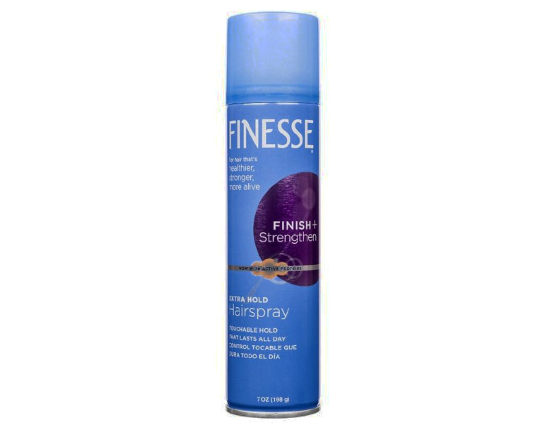 Finesse Extra Hold aerosol nozzle ensures even, precise spray coverage.