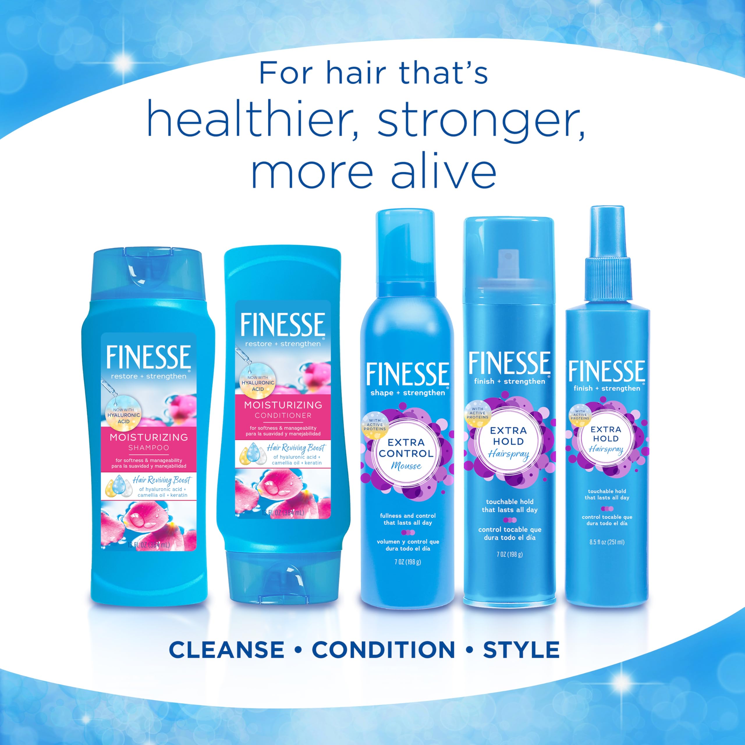 FINESSE hair care routine after-use glow and healthier-looking hair.