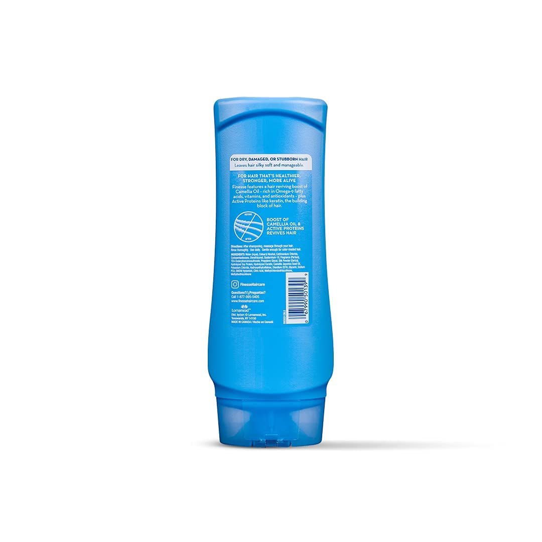 Finesse Moisturizing Conditioner label close-up highlighting premium formula