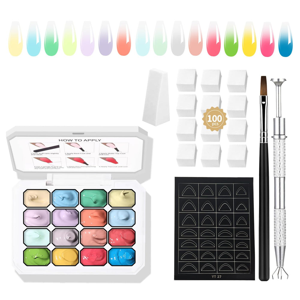 Finger Secret 16-color ombre pat palette for precise gradient nails in salon or home