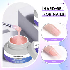 Finger Secret hard builder gel white 3oz for crisp French tips and sculpting.