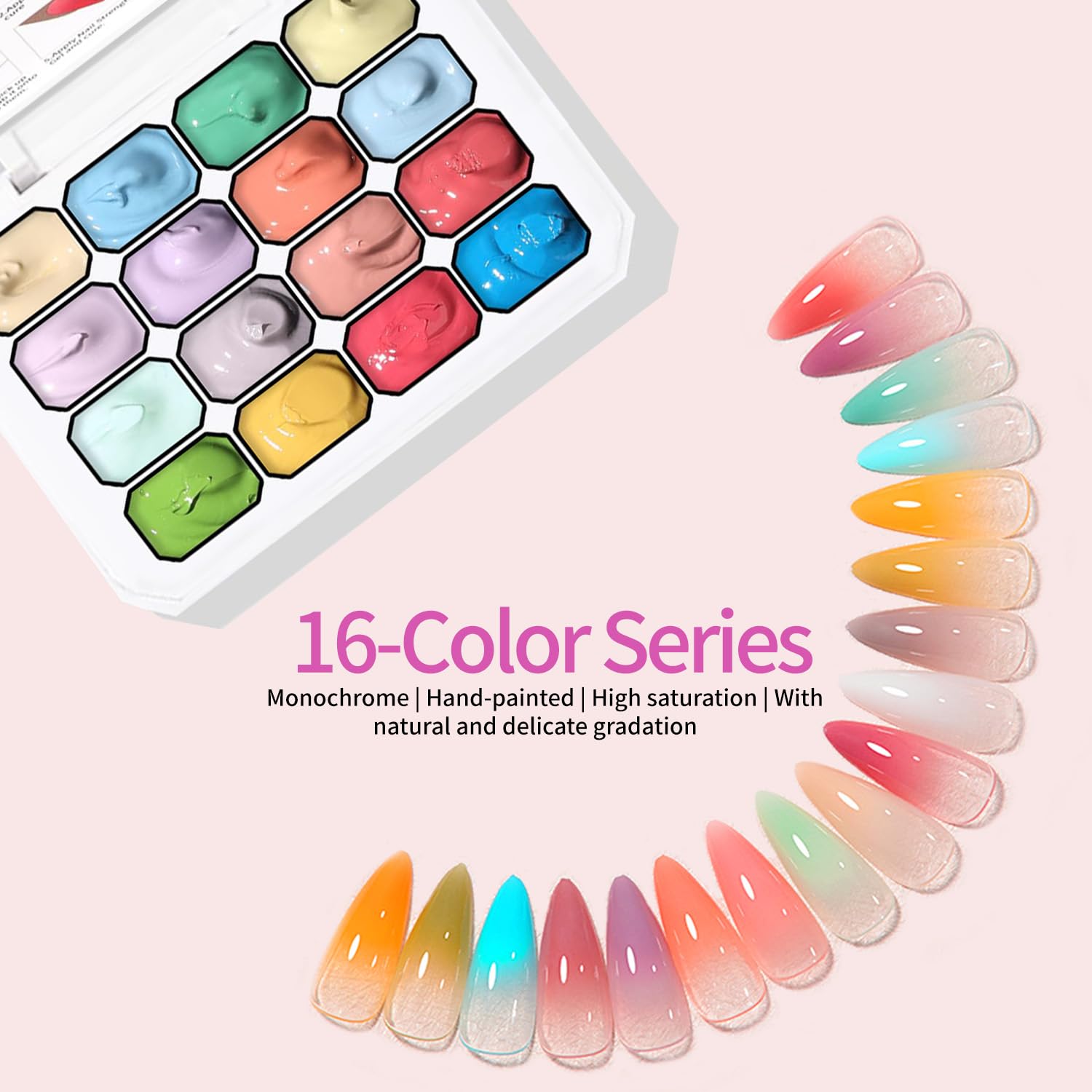 Finger Secret ombre gel with cotton tools ready for precise painting.