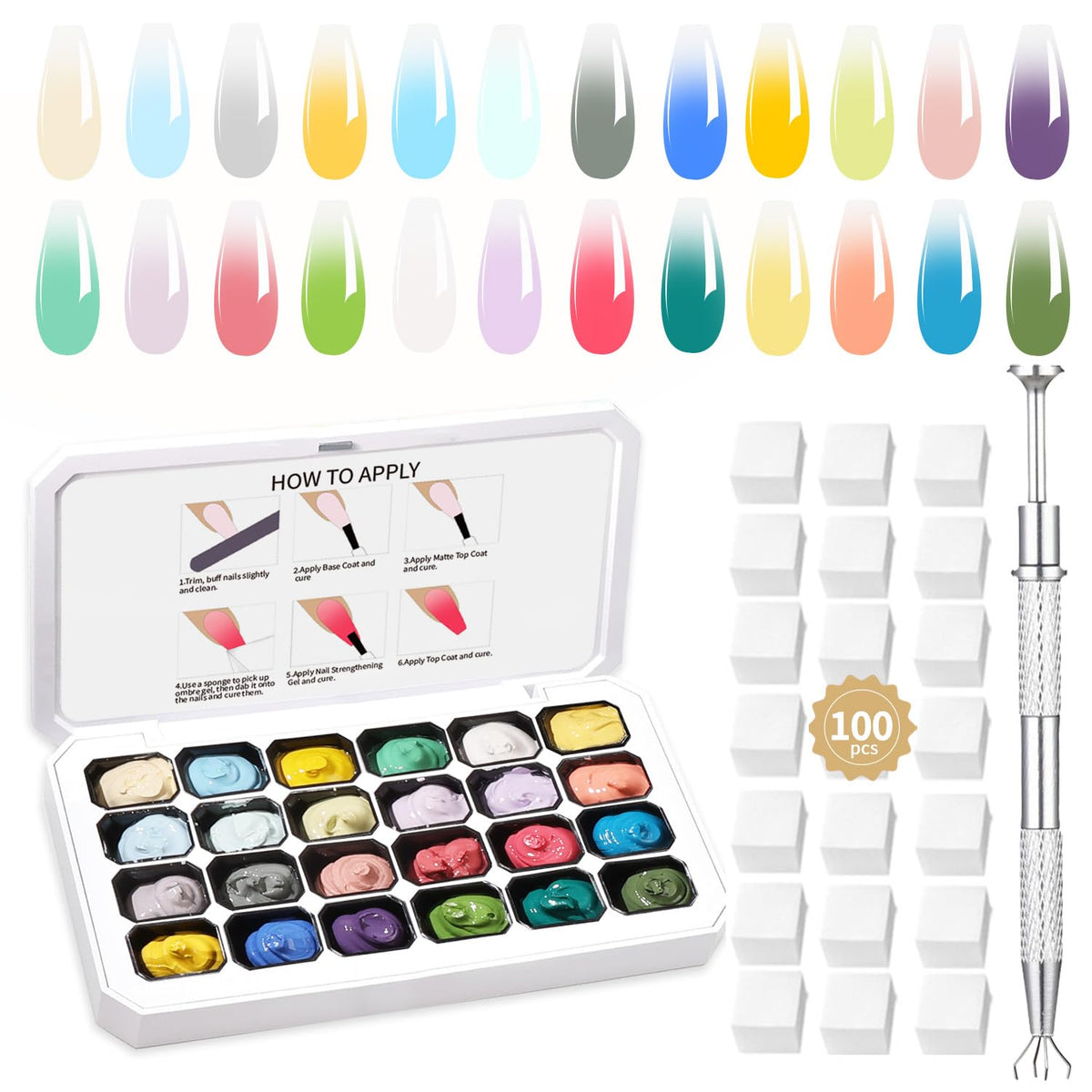 Finger Secret ombre gel palette for smooth gradient transitions at home or salon.