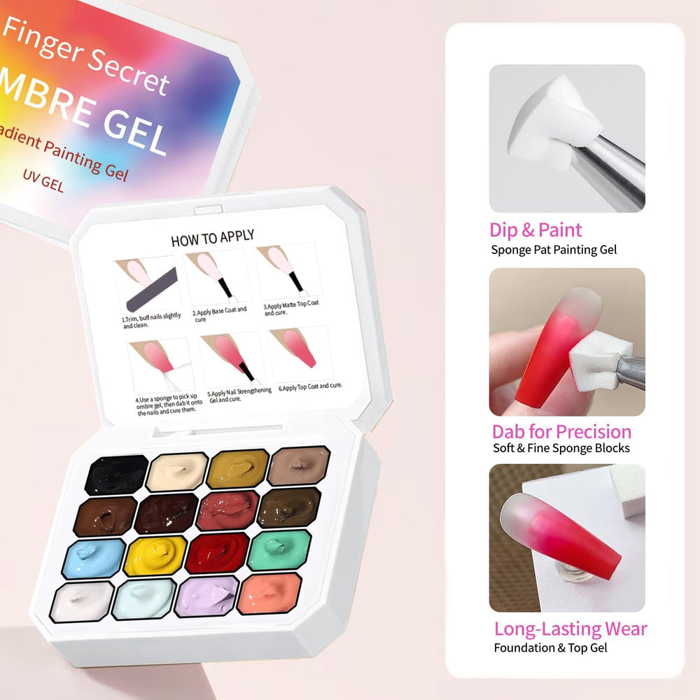 Finger Secret triangular cotton tool helps reach corners for detailed designs.