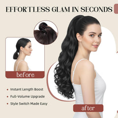 Finler clip-in ponytail securely clips in for all-day wear and workouts.