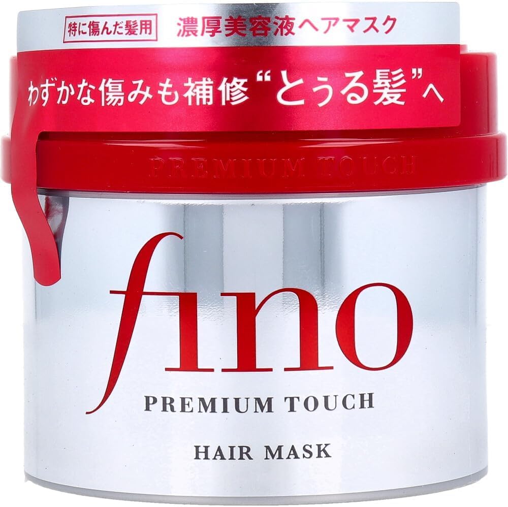 Fino EMBEAUTY Premium Touch Hair Mask packaging highlights premium care for dry hair.