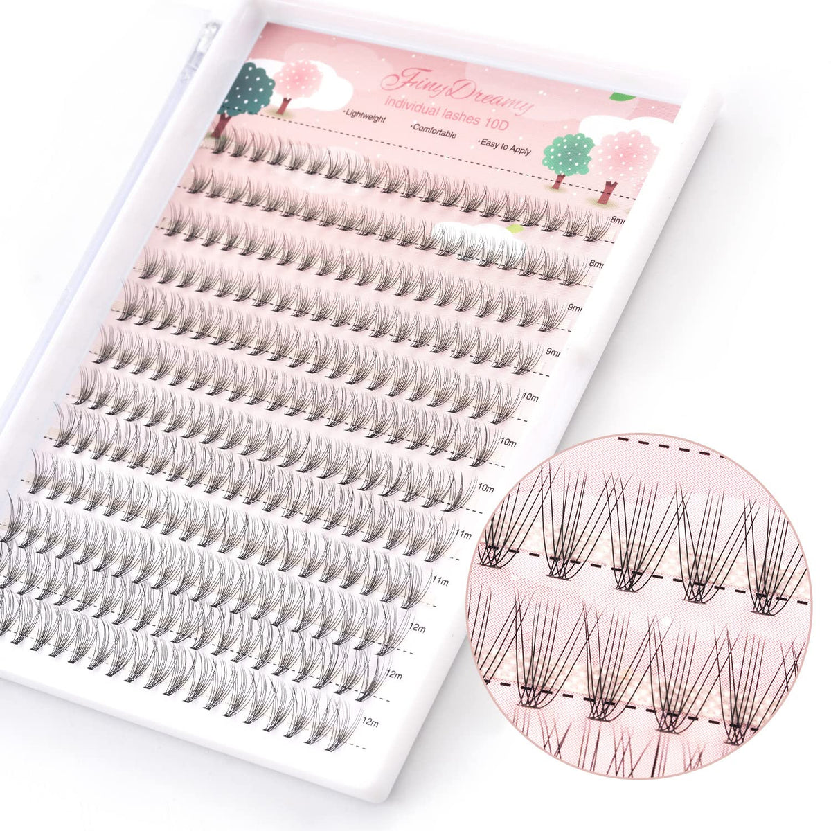 FinyDreamy packaging for 10D lash clusters with 240 pieces for natural volume