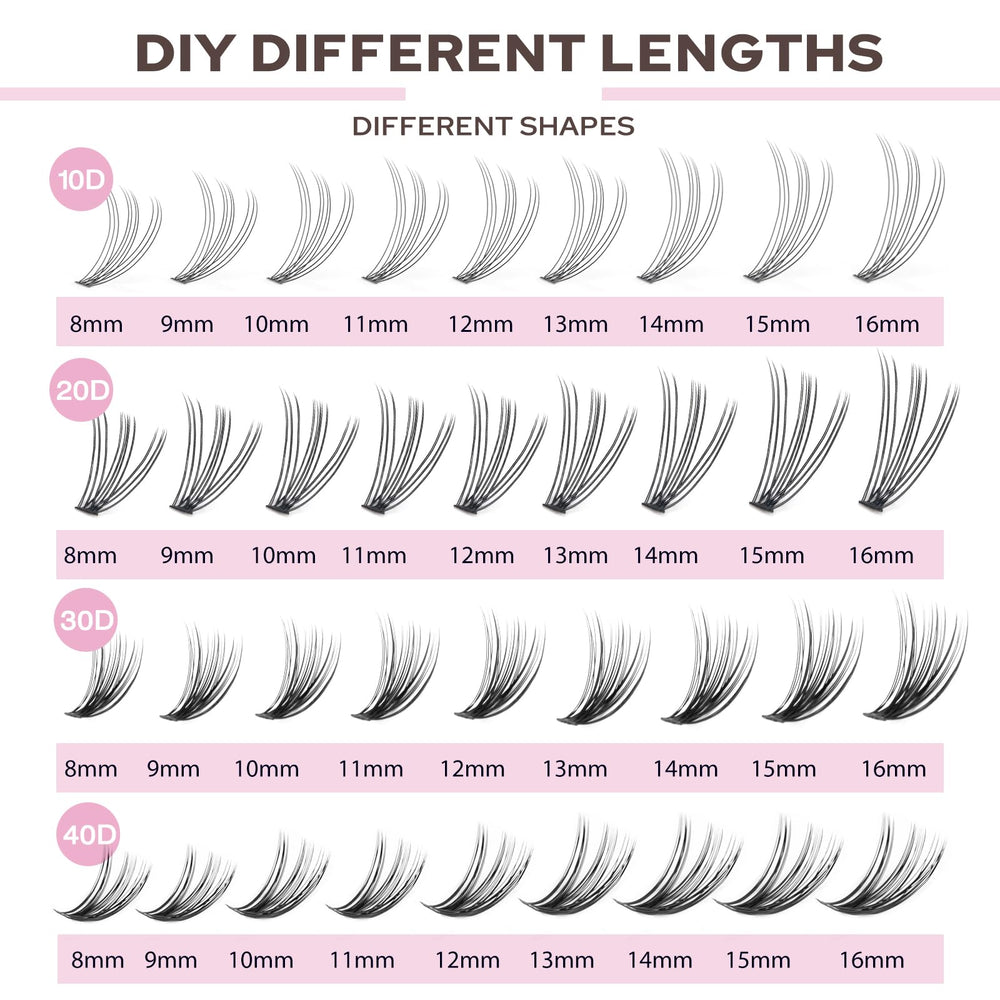 FinyDreamy 40D Lash Clusters 8-16mm mix lengths for versatile looks