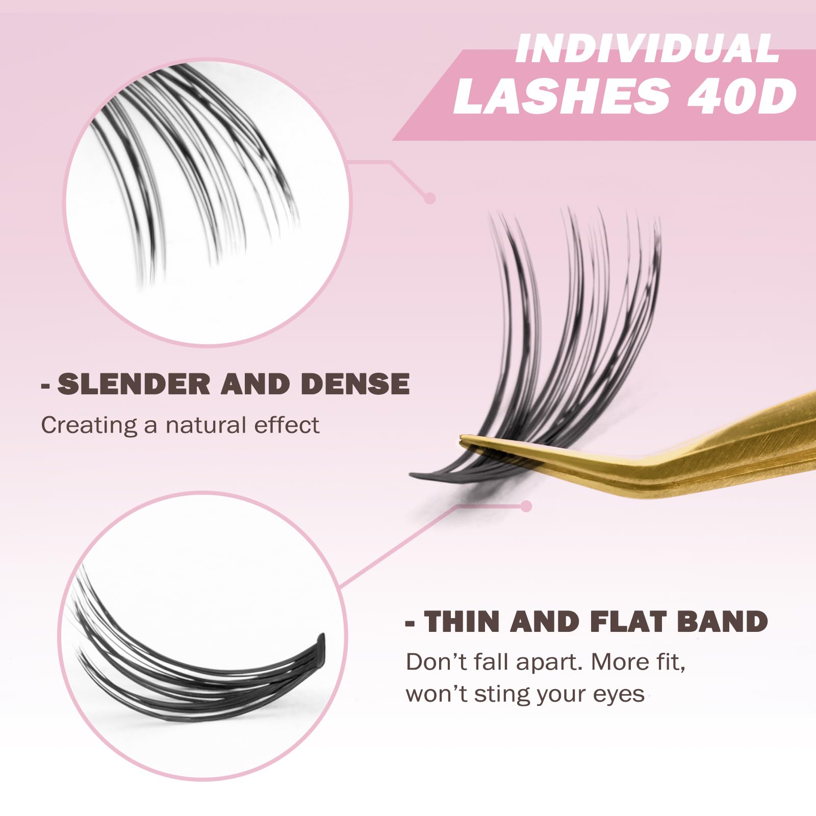 FinyDreamy 40D Lash Clusters flat base seamless blend along lash line