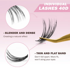 FinyDreamy 40D Lash Clusters flat base seamless blend along lash line
