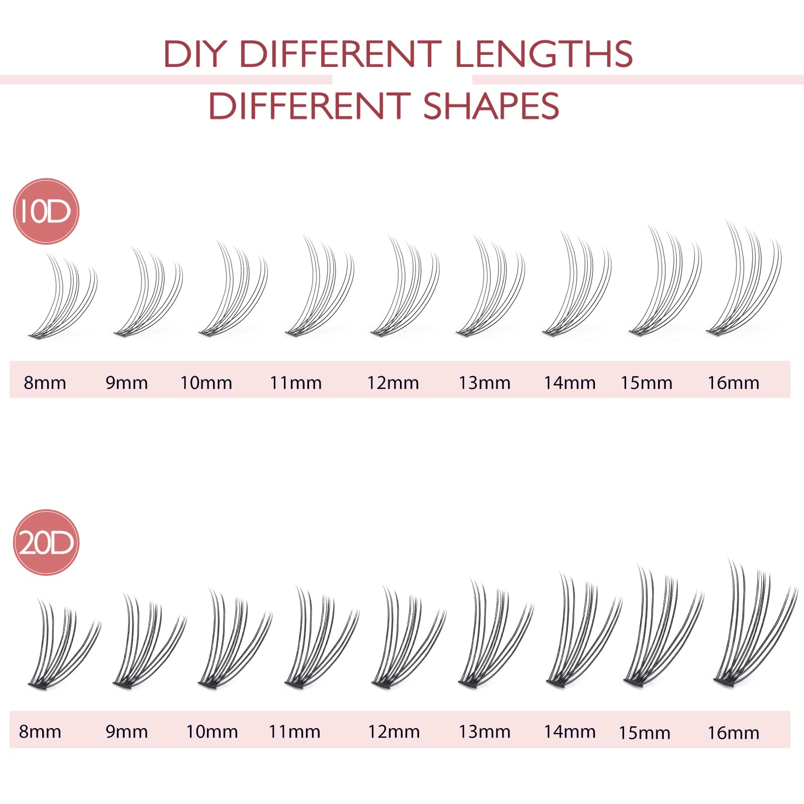 FinyDreamy 8-12mm mix lengths organized into rows for customizable looks