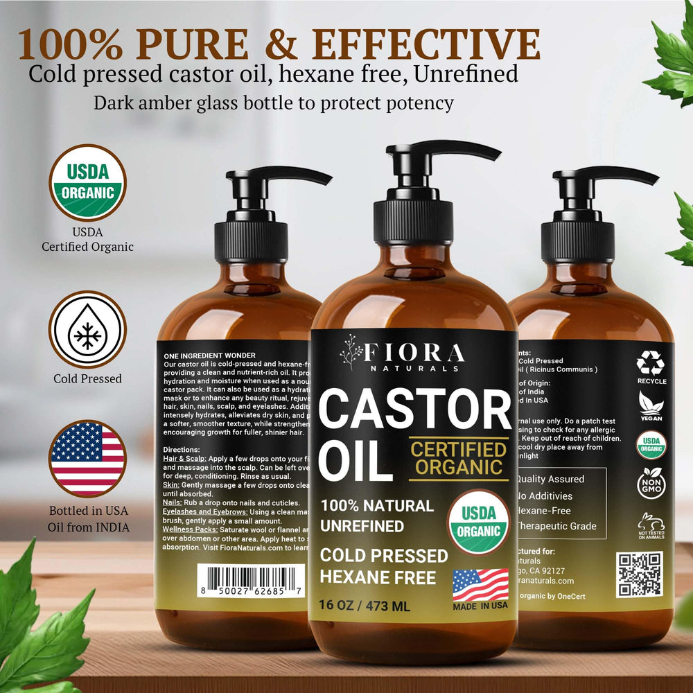 Fiora Naturals castor oil for lashes and brows growth