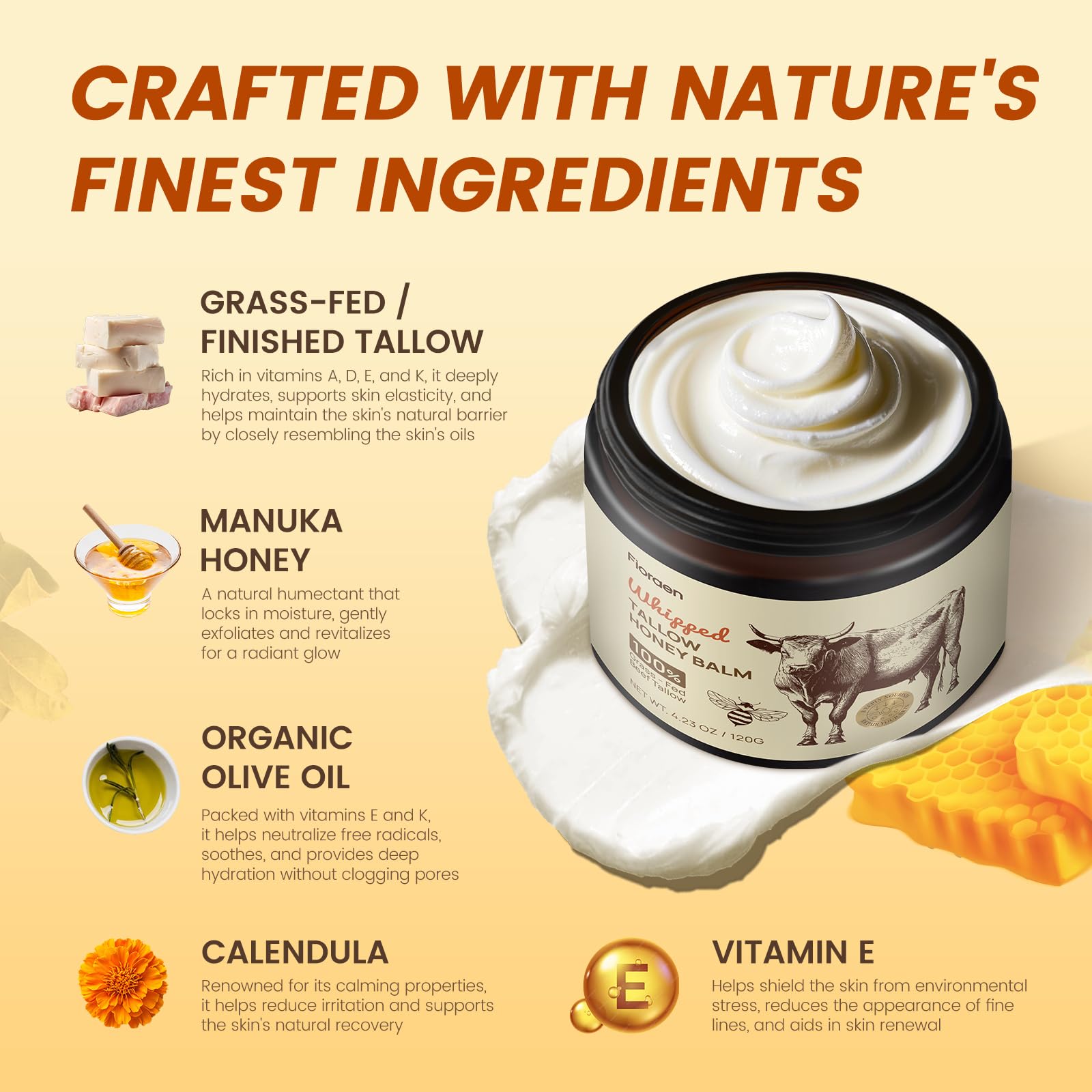 Fioraen balm on hand showing quick absorption and soft skin.
