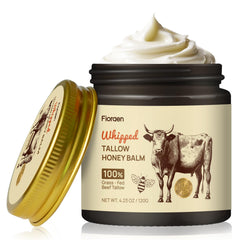 Fioraen whipped beef tallow honey balm in jar for rich hydration.
