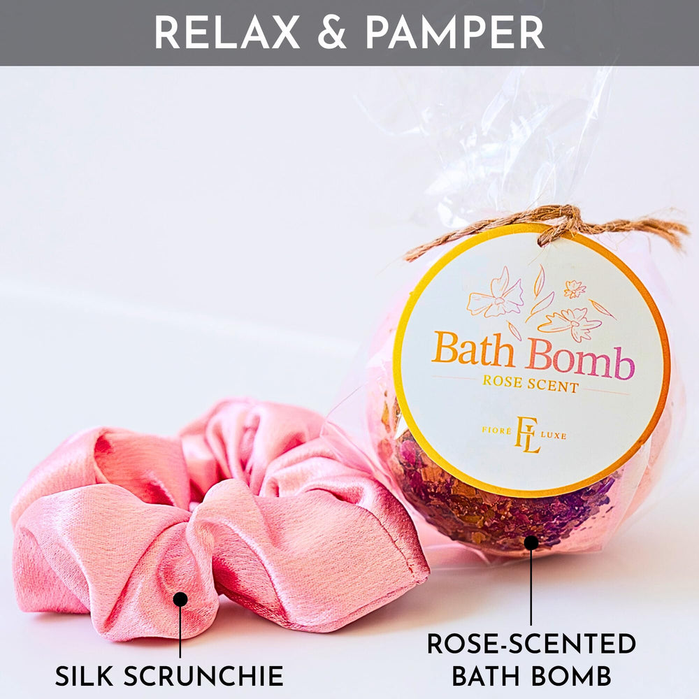 Fiore Luxe silk scrunchie providing gentle hair hold